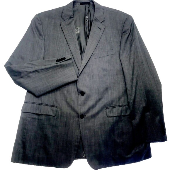 Austin Reed Sport Coat Wool Check Weave Gray 48 L Men London Preppy Academia Y2K